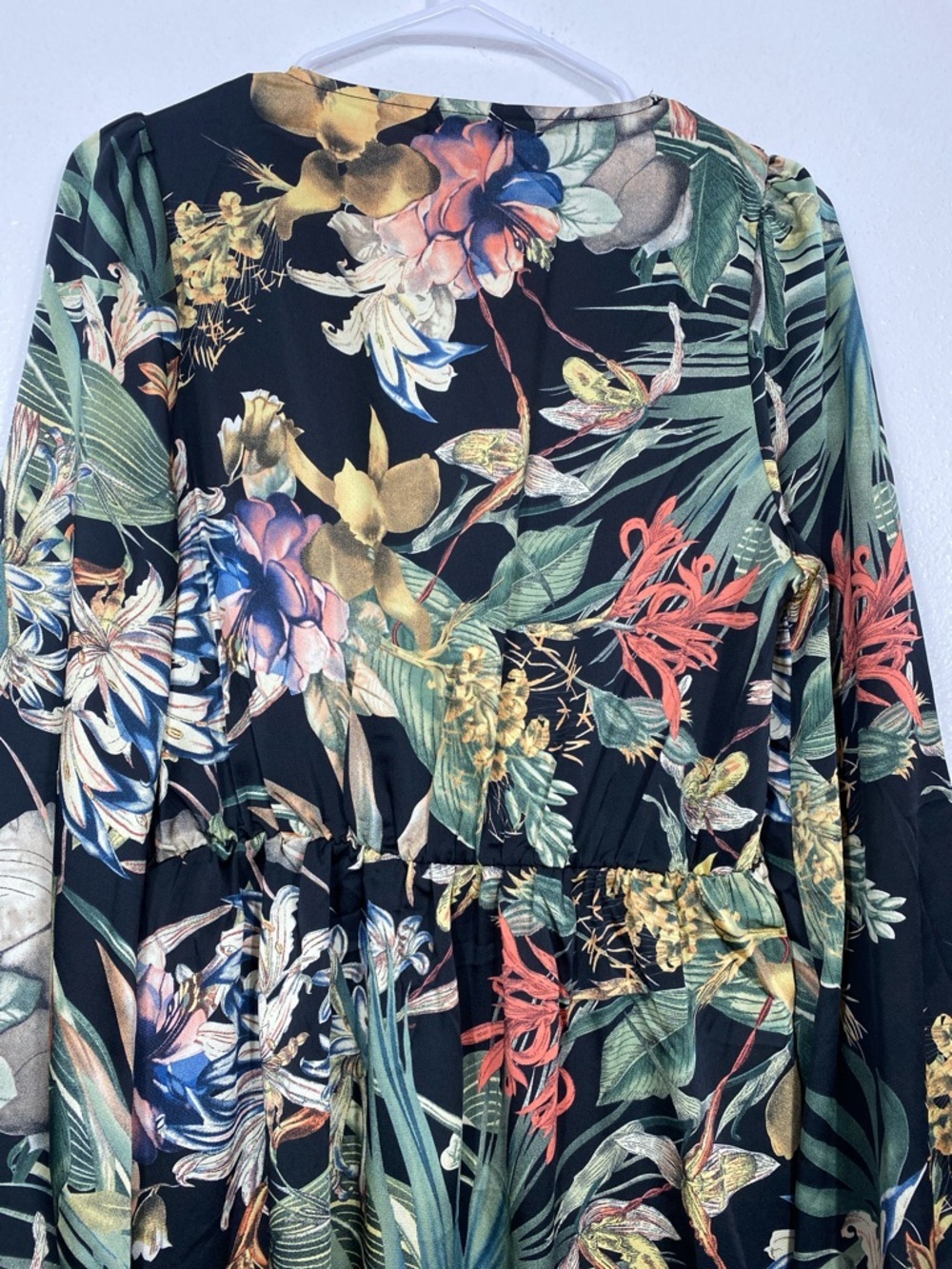 Miss Avenue Black Floral Long Sleeve Midi Shirt Dress Size M - Picture 7 of 16